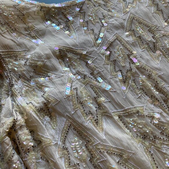 Vintage 1980s Shomax Hand-Beaded Silk Dress Size M Cocktail Party Evening Wear - Picture 6 of 8